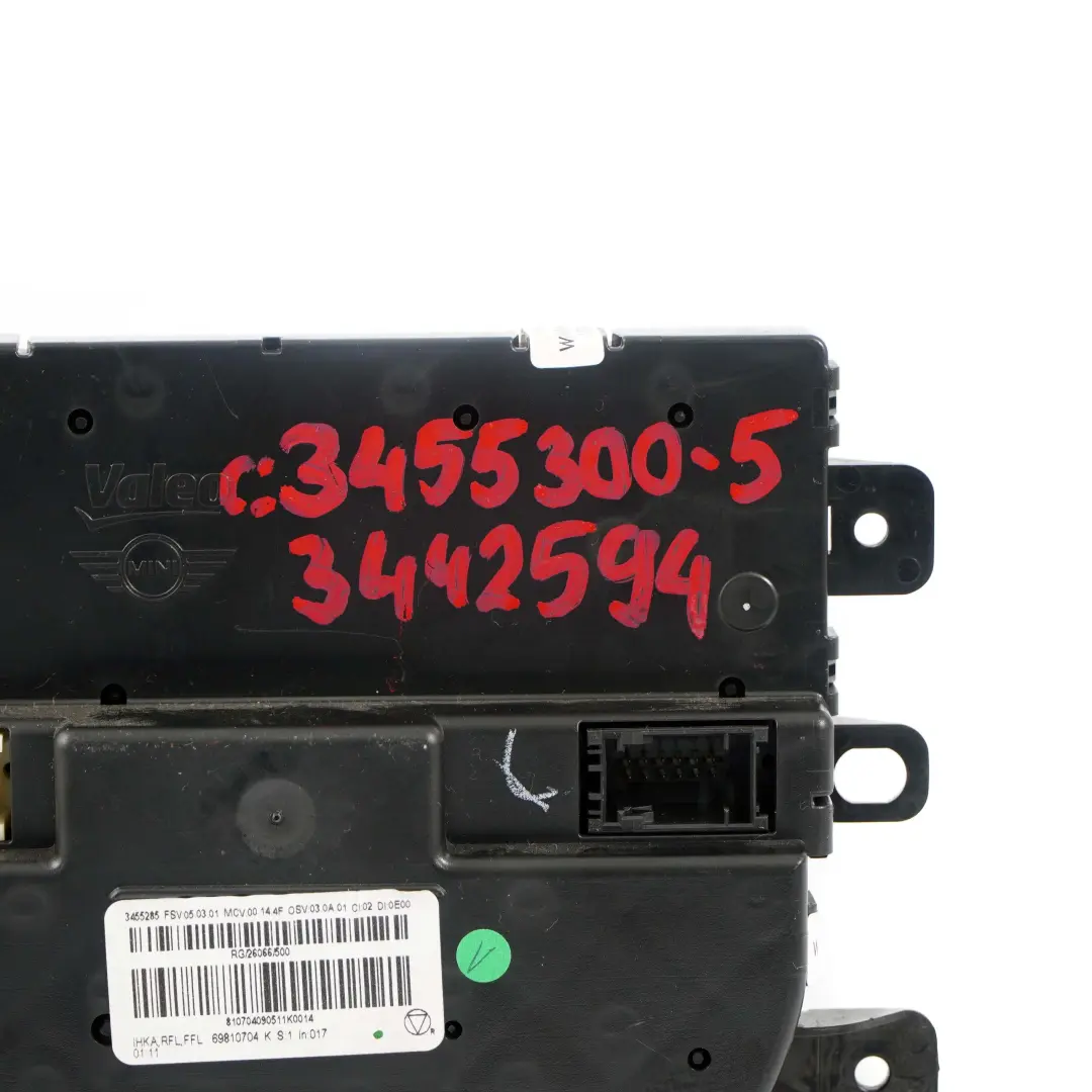 Mini Cooper 5 R55 R56 Aire Acondicionado Automatico Control Calentador 69817002 - SKU 3455300-5 - Número de pieza 3455300