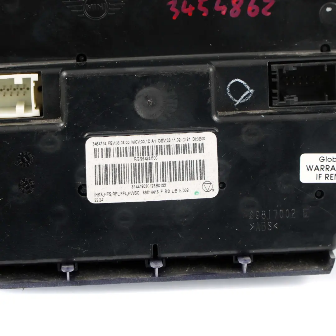 Mini R57 Aire acondicionado automatico Calentador AUC Unidad De control 69817002 - SKU 3455302 - Número de pieza 3455302