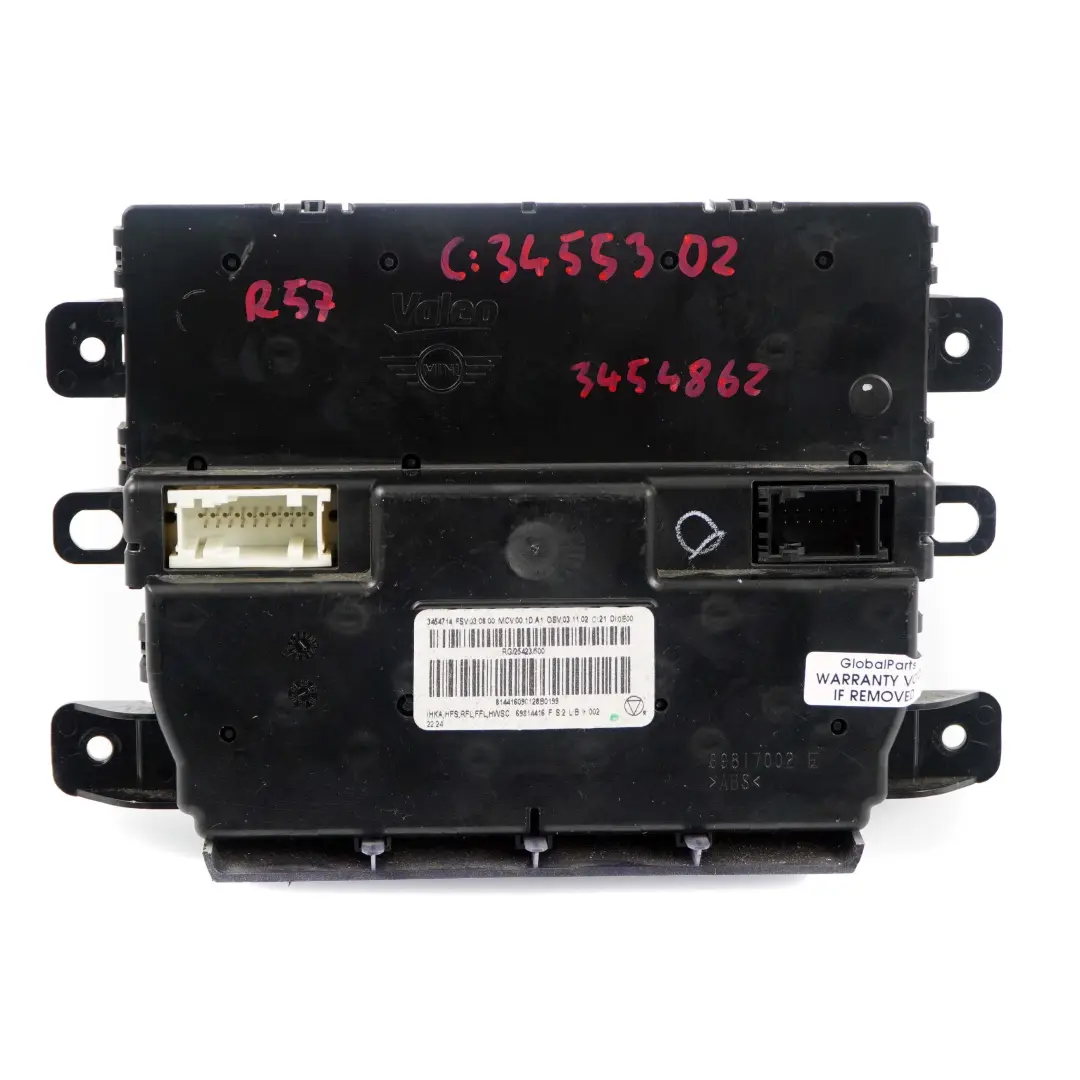 Panel L'Unite D'Exploitation Climat 69817002 pour Mini R57 Cabriolet à propos du numéro de pièce 3455302 Mini R57 Cabriolet Panel L'Unite D'Exploitation Climat 69817002 - SKU 3455302 - Numéro de pièce 3455302