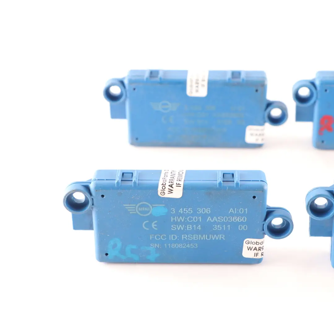 4 x Mini R57 Cabrio Convertible DWA Door Alarm System Control Module Set - SKU 3455306-2 - Part number 3455306