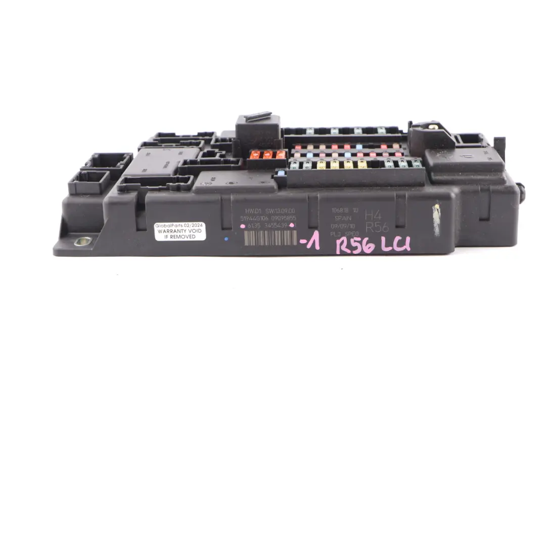 Fuse Distribution Box High SPEG PL3 H4 to Mini Cooper R56 LCI with Part number 3455439 Mini Cooper R56 LCI Fuse Distribution Box High SPEG PL3 H4 - SKU 3455439-1 - Part number 3455439