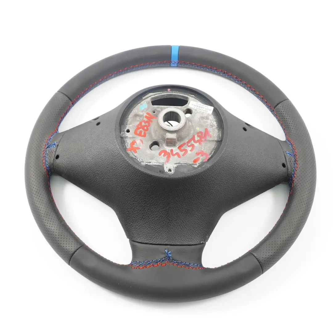 Steering Wheel BMW X3 Series E83 LCI NEW Black Leather M-tricoloured Threads to with Part number 3455481 Steering Wheel BMW X3 Series E83 LCI NEW Black Leather M-tricoloured Threads - SKU 3455481-3 - Part number 3455481