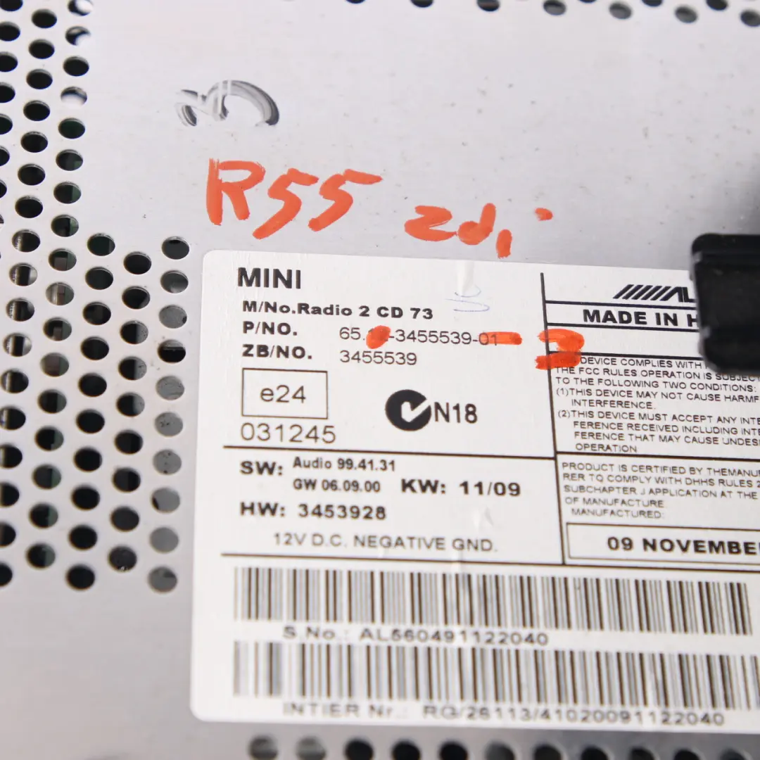 Mini Cooper R55 R56 Radio Boost CD Audio Player Head Unit - SKU 3455539-3 - Part number 3455539