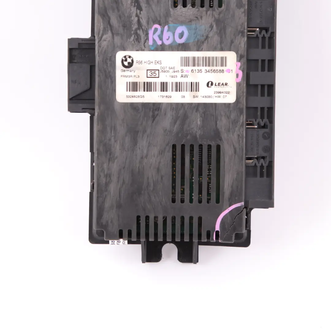 Footwell Light Module High EKS ECU PL3 FRM3R Lear to Mini Cooper One R60 3 with Part number 3456588 Mini Cooper One R60 3 Footwell Light Module High EKS ECU PL3 FRM3R Lear - SKU 3456588-3 - Part number 3456588