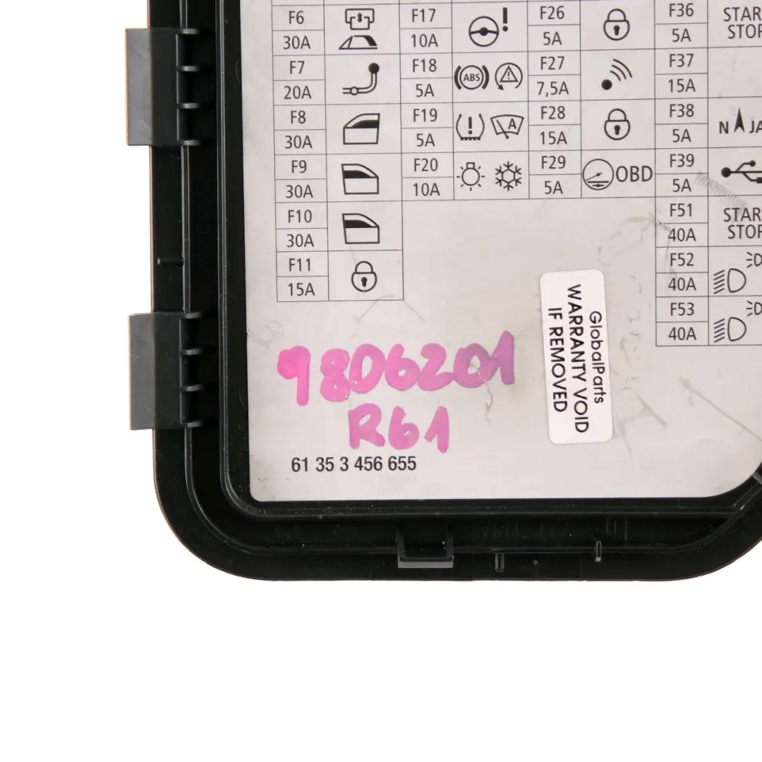 Fusible Caja Eléctrica Etiqueta Cubierta 6 para Mini One Cooper R55 R56 LCI con número de pieza 3456655 Mini One Cooper R55 R56 LCI Fusible Caja Eléctrica Etiqueta Cubierta 6 - SKU 3456655 - Número de pieza 3456655