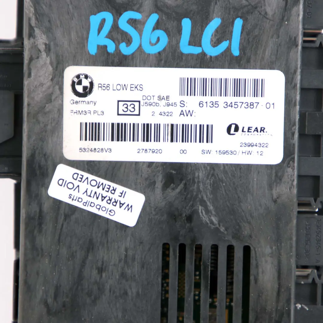 Footwell Light Module ECU LOW EKS Lear PL3 FRM3R to Mini Cooper R56 LCI with Part number 3457387 Mini Cooper R56 LCI Footwell Light Module ECU LOW EKS Lear PL3 FRM3R - SKU 3457387 - Part number 3457387