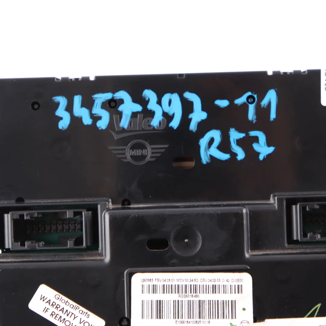 Automatico Interruptor De Control Aire Acondicionado para Mini R57 LCI Convertible con número de pieza 3457397 Mini R57 LCI Convertible Automatico Interruptor De Control Aire Acondicionado - SKU 3457397-11 - Número de pieza 3457397