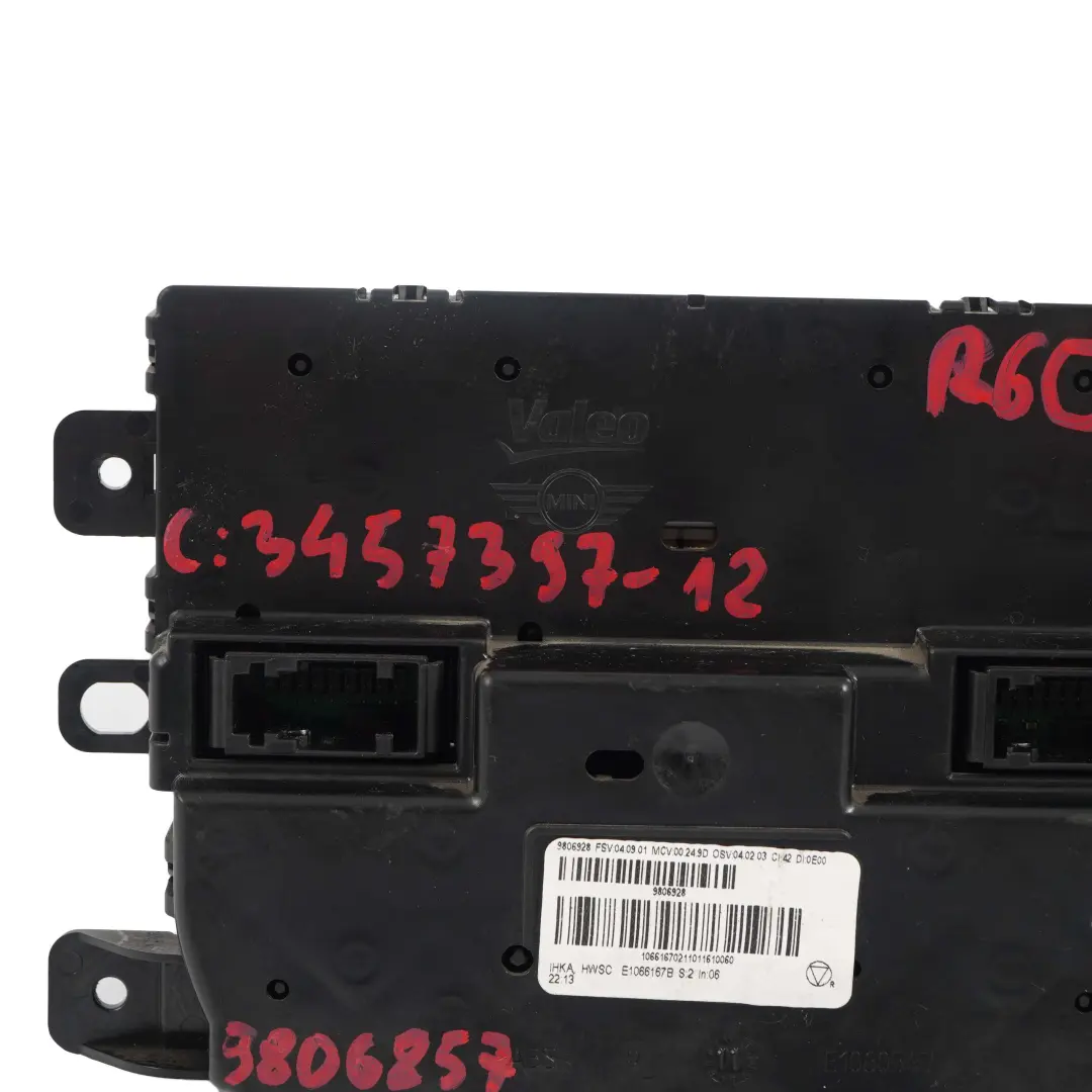 Conditioning A/C Control Switch Panel to Mini Cooper R60 Automatic Air with Part number 3457397 Mini Cooper R60 Automatic Air Conditioning A/C Control Switch Panel - SKU 3457397-12 - Part number 3457397