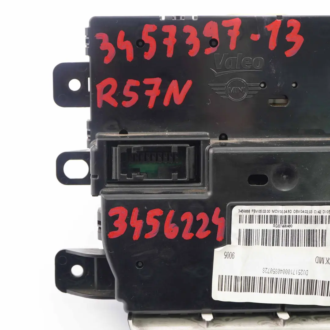 Conditioning A/C Control Unit Module to Mini Cooper R57 LCI 13 Automatic Air with Part number 3457397 Mini Cooper R57 LCI 13 Automatic Air Conditioning A/C Control Unit Module - SKU 3457397-13 - Part number 3457397