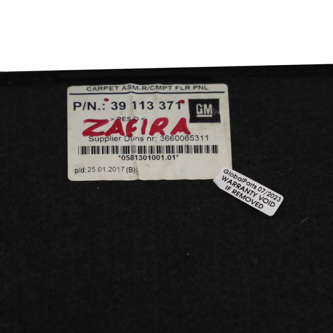 Opel Zafira C Maletero Maletero Suelo Saloon Forro Alfombra Cubierta - SKU 39113371 - Número de pieza 39113371