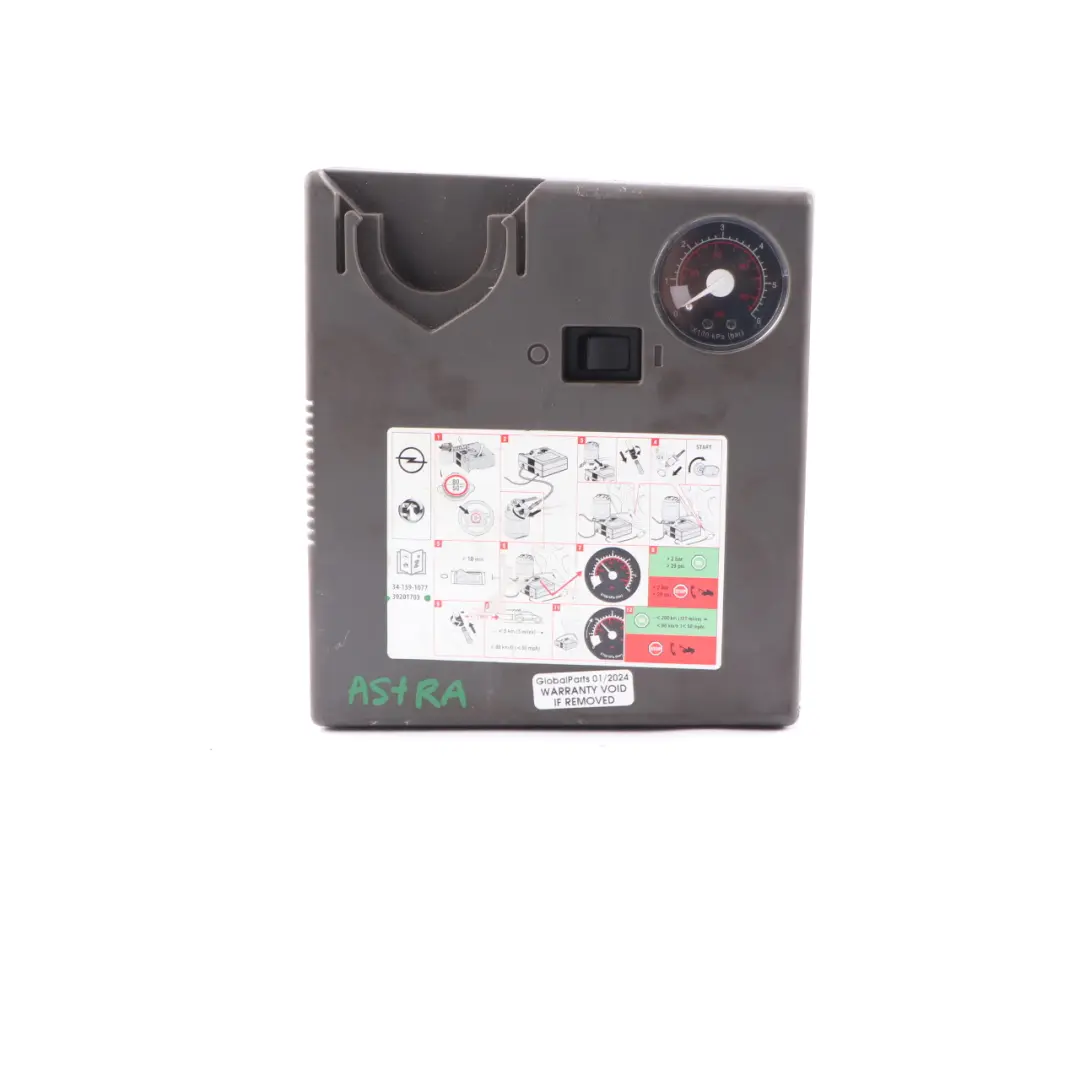 Tyre Inflation Air Pump Compressor to Vauxhall Astra Mokka with Part number 39201703 Vauxhall Astra Mokka Tyre Inflation Air Pump Compressor - SKU 39201703 - Part number 39201703