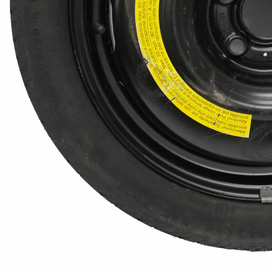 Spare Wheel Steel R16 Tyre 125/70 SRD161901 to VW Audi Compact with Part number 3A0601025 VW Audi Compact Spare Wheel Steel R16 Tyre 125/70 SRD161901 - SKU 3A0601025 - Part number 3A0601025