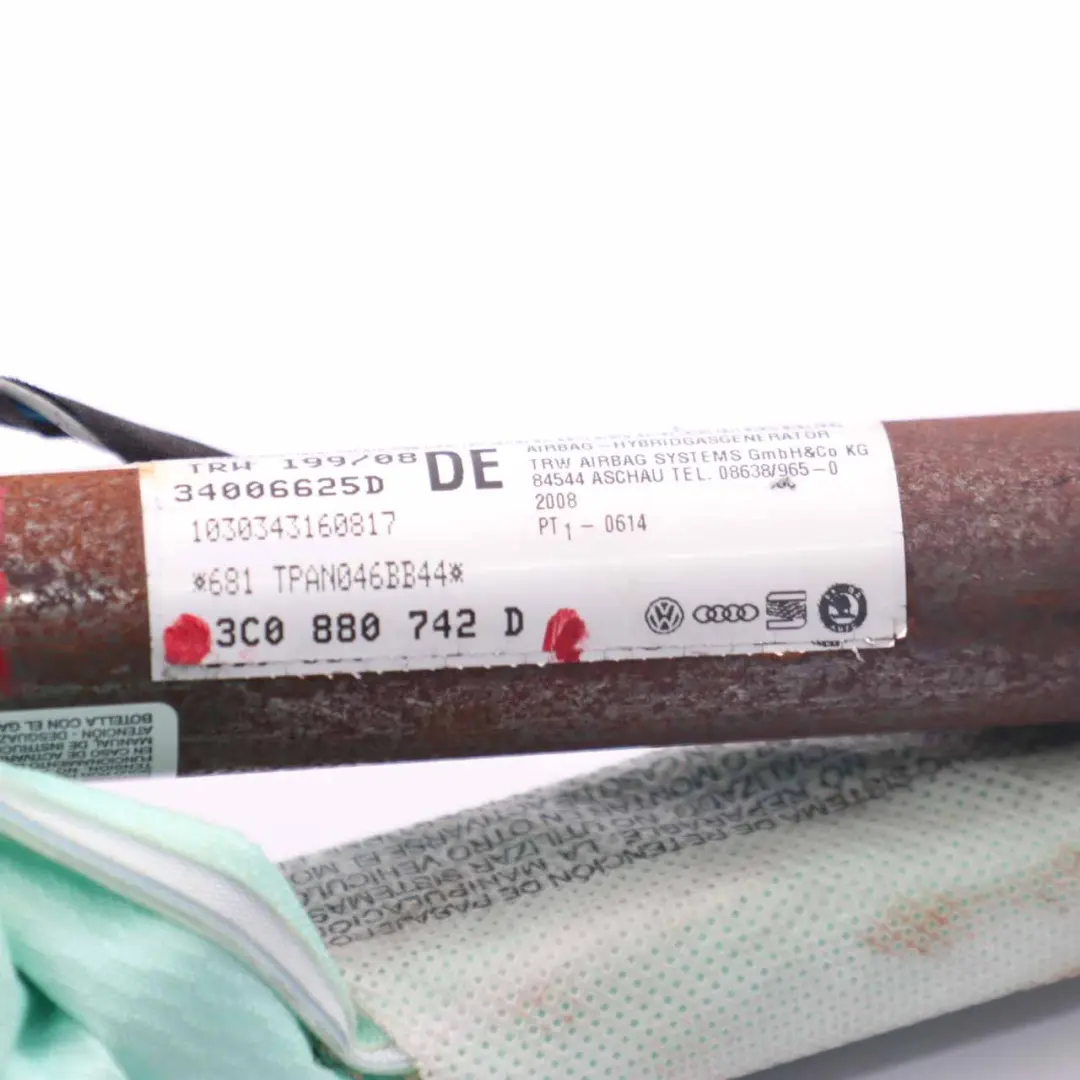 Cabeza Techo Airbag Cortina Derecho Air Bag para VW Volkswagen Passat B6 con número de pieza 3C0880742D VW Volkswagen Passat B6 Cabeza Techo Airbag Cortina Derecho Air Bag - SKU 3C0880742D - Número de pieza 3C0880742D