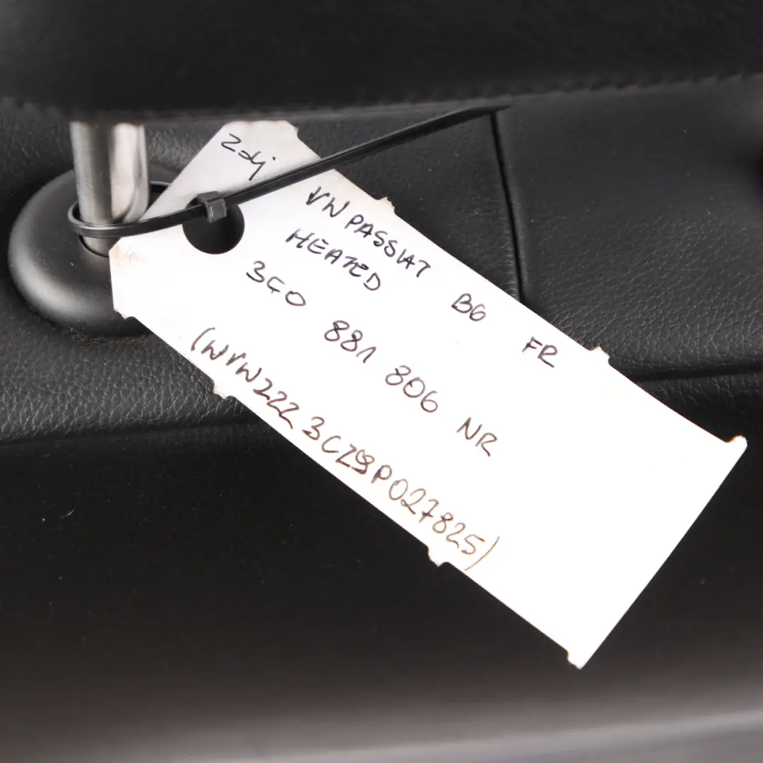 Front Seat Volkswagen Passat B6 Right O/S Leather Black Heated to with Part number 3C0881806NR Front Seat Volkswagen Passat B6 Right O/S Leather Black Heated - SKU 3C0881806NR - Part number 3C0881806NR