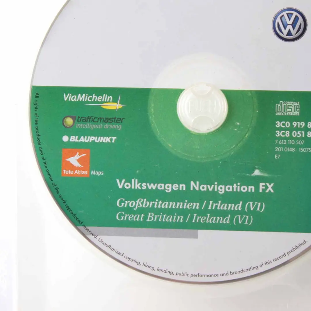 Navigation CD FX Road Map Great Britain Ireland to Volkswagen VW with Part number 3C0919884F Volkswagen VW Navigation CD FX Road Map Great Britain Ireland - SKU 3C0919884F - Part number 3C0919884F