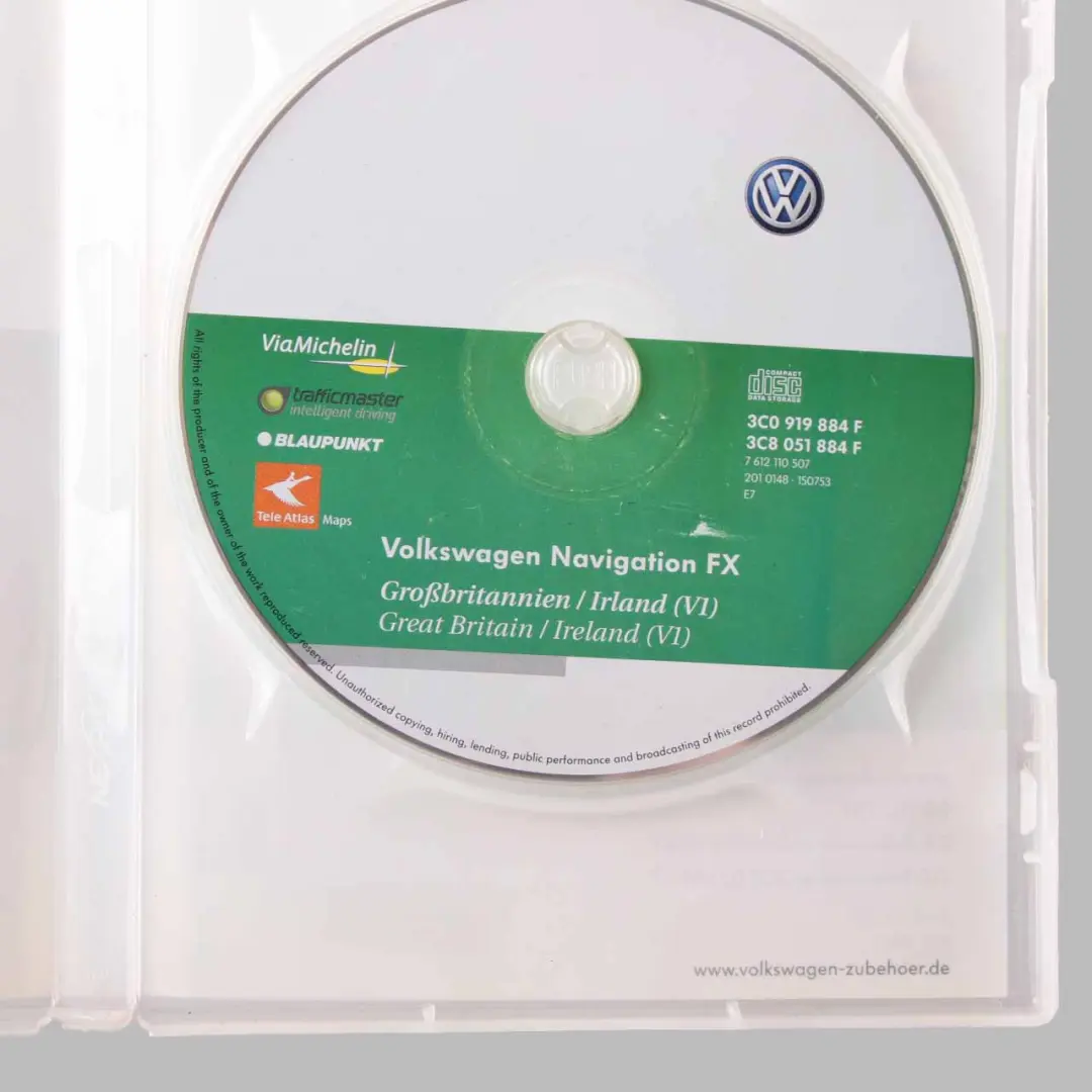 Navigation CD FX Road Map Great Britain Ireland to Volkswagen VW with Part number 3C0919884F Volkswagen VW Navigation CD FX Road Map Great Britain Ireland - SKU 3C0919884F - Part number 3C0919884F
