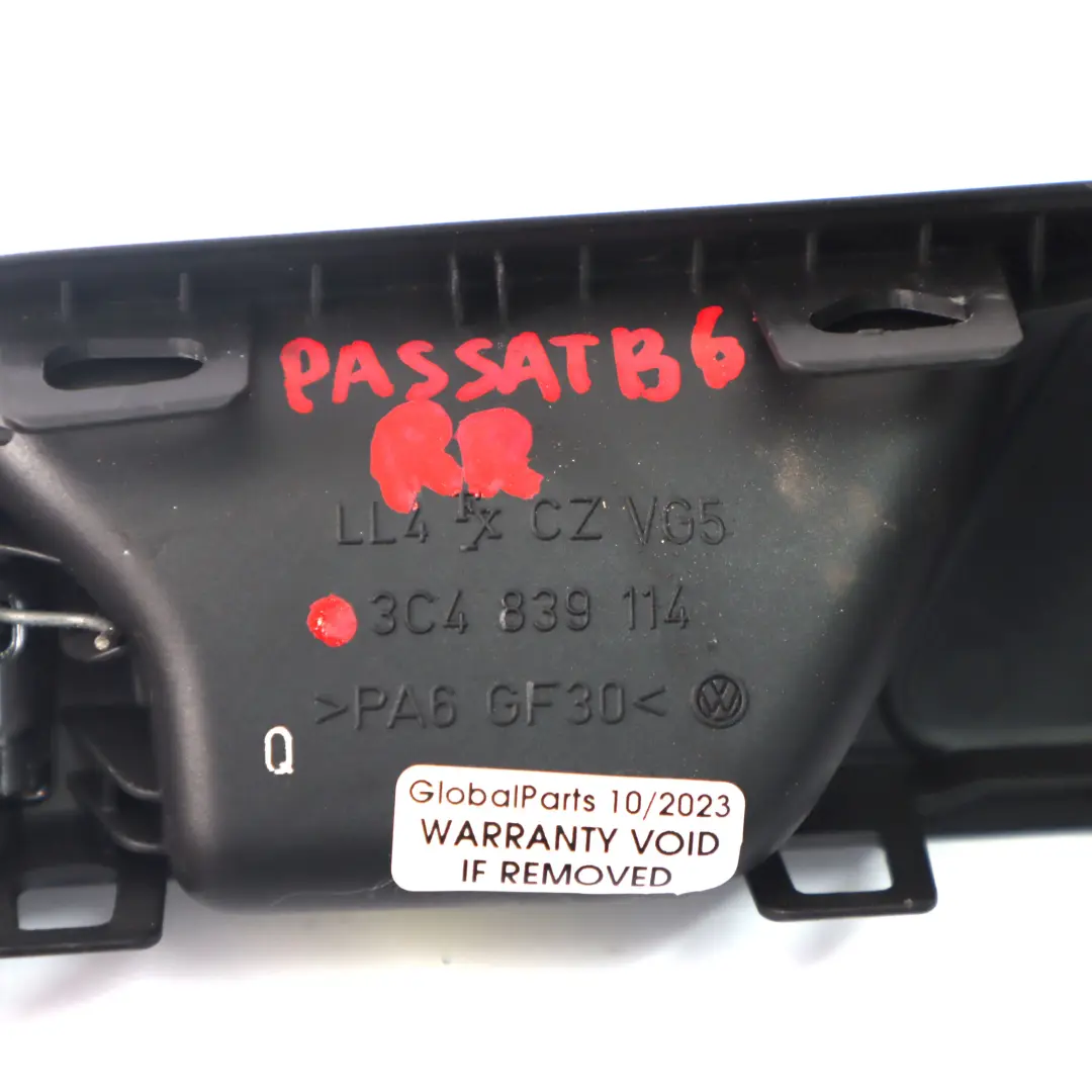 Door Panel Handle Interior Rear Right O/S Grab to VW Volkswagen Passat B6 with Part number 3C4839114 VW Volkswagen Passat B6 Door Panel Handle Interior Rear Right O/S Grab - SKU 3C4839114 - Part number 3C4839114