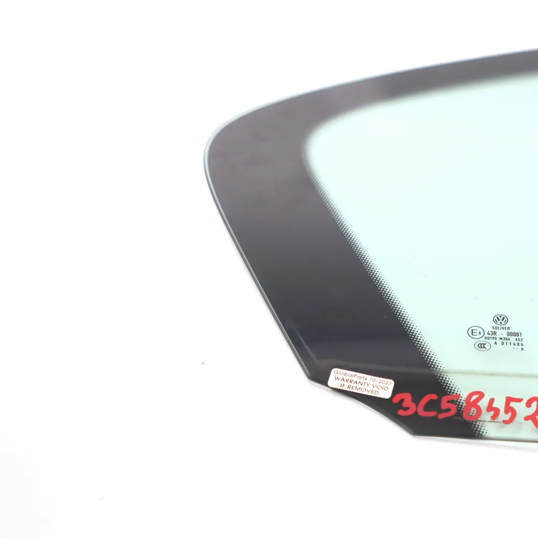 Cristal Puerta Trasera Derecha Cuarto AS2 para VW Volkswagen Passat B6 con número de pieza 3C5845216 VW Volkswagen Passat B6 Cristal Puerta Trasera Derecha Cuarto AS2 - SKU 3C5845216 - Número de pieza 3C5845216