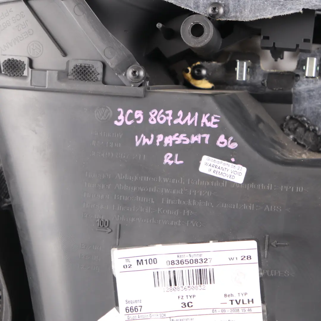 Door Card Volkswagen VW Touran 1T Rear Left N/S Door Trim Panel Leather to with Part number 3C5867211KE Door Card Volkswagen VW Touran 1T Rear Left N/S Door Trim Panel Leather - SKU 3C5867211KE - Part number 3C5867211KE