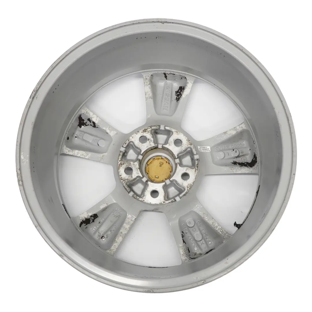 Cerchio lega argento 17" ET:40 6.5J per Nissan Qashqai J10 con numero di parte 40300EY17C Nissan Qashqai J10 Cerchio lega argento 17" ET:40 6.5J - SKU 40300EY17C-2 - Numero di parte 40300EY17C