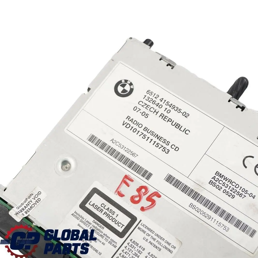 Radio Business CD Spieler 6512 für BMW X3 Z4 E83 E85 E86 mit Teilenummer 4154935 BMW X3 Z4 E83 E85 E86 Radio Business CD Spieler 6512 - SKU 4154935 - Teilenummer 4154935