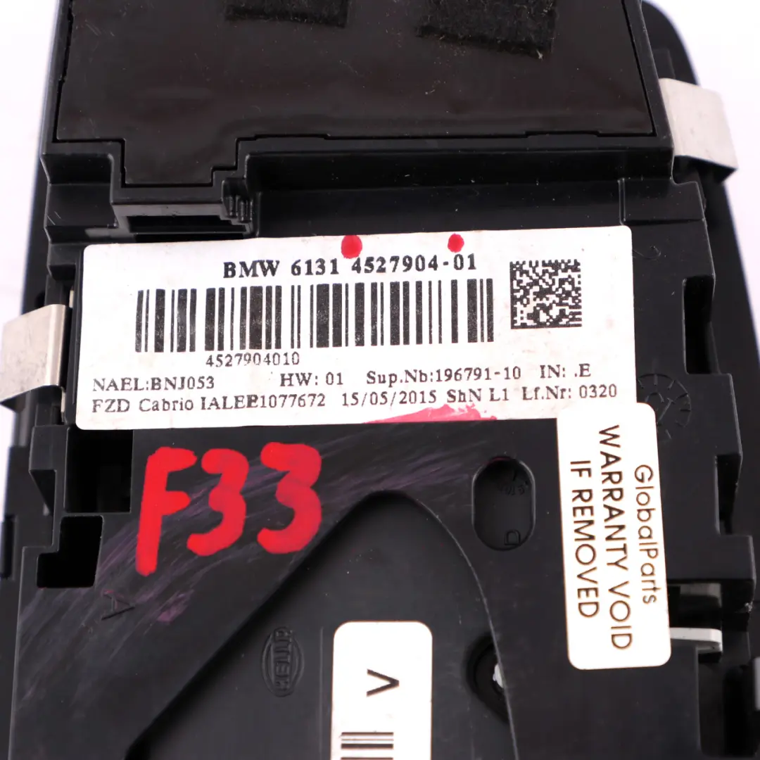 Centre toit Fonction Panneau d'éclairage Unité d'interrupteur pour BMW F33 F83 M4 à propos du numéro de pièce 4527904 BMW F33 F83 M4 Centre toit Fonction Panneau d'éclairage Unité d'interrupteur - SKU 4527904 - Numéro de pièce 4527904