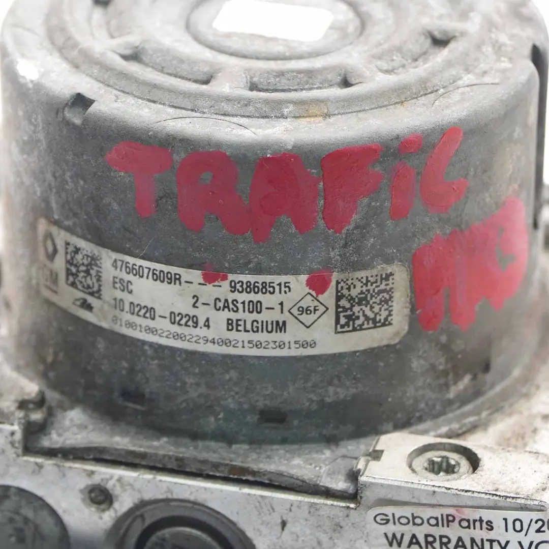 ABS Bomba de Freno Renault Trafic III ESC Unidad Frenado Hidráulico para con número de pieza 476607609R ABS Bomba de Freno Renault Trafic III ESC Unidad Frenado Hidráulico - SKU 476607609R - Número de pieza 476607609R