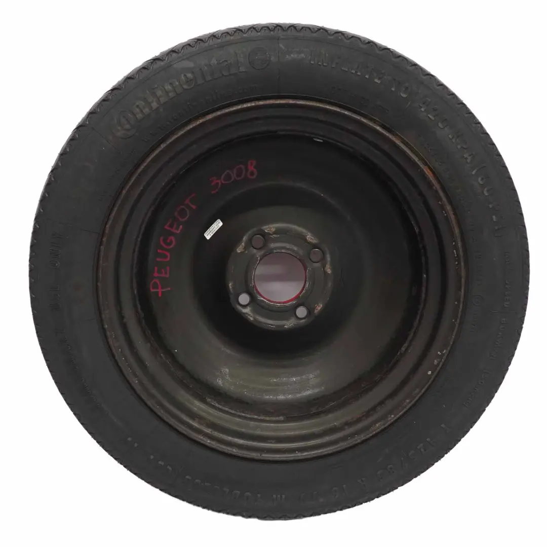 Rueda repuesto Peugeot 3008 compacta Acero R16 Neumático emergencia 125/85 para con número de pieza 47AR1 Rueda repuesto Peugeot 3008 compacta Acero R16 Neumático emergencia 125/85 - SKU 47AR1 - Número de pieza 47AR1