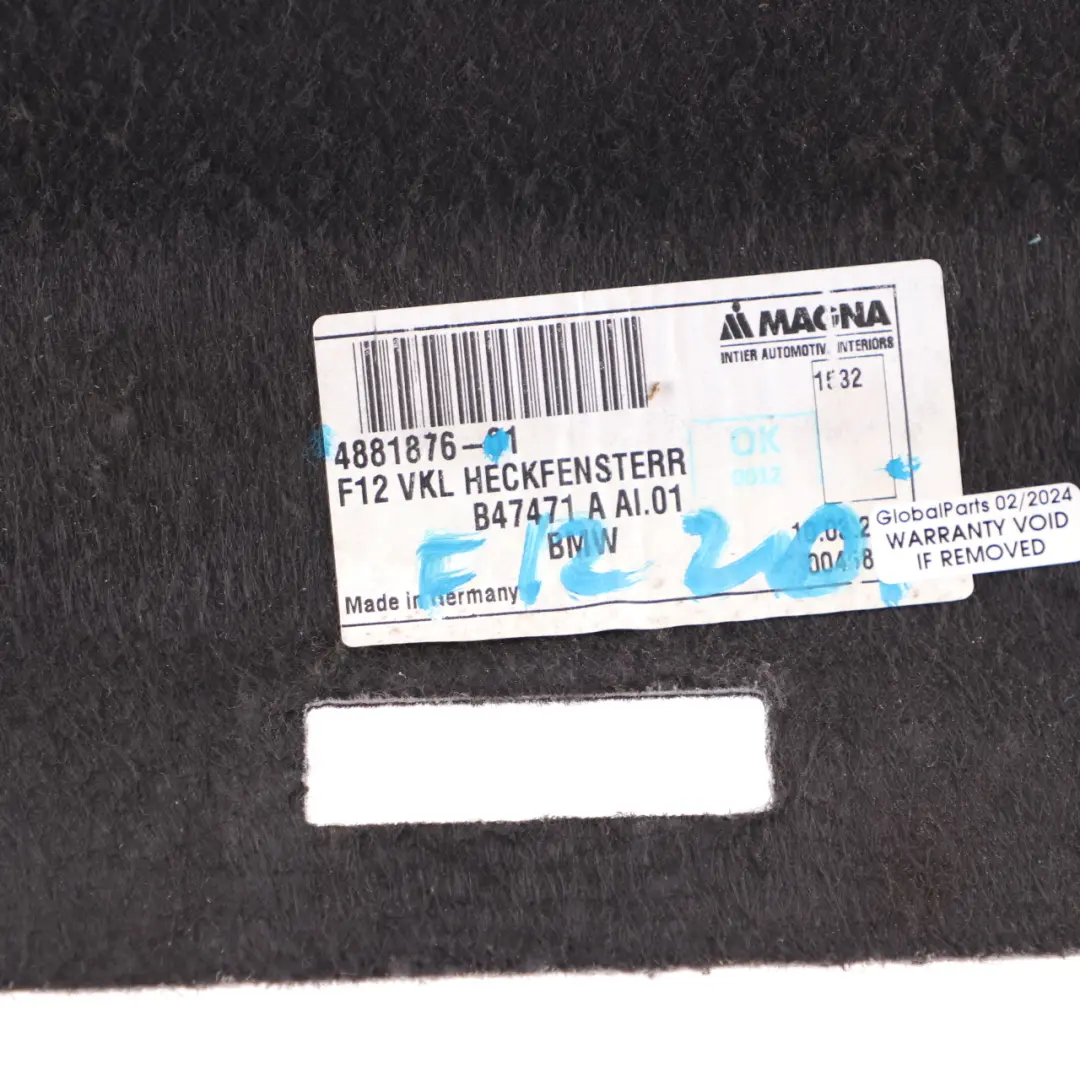  Trim BMW F12 Lower Rear Window Frame Luggage Compartment Trunk Panel - SKU 4881876 - Part number 7224967