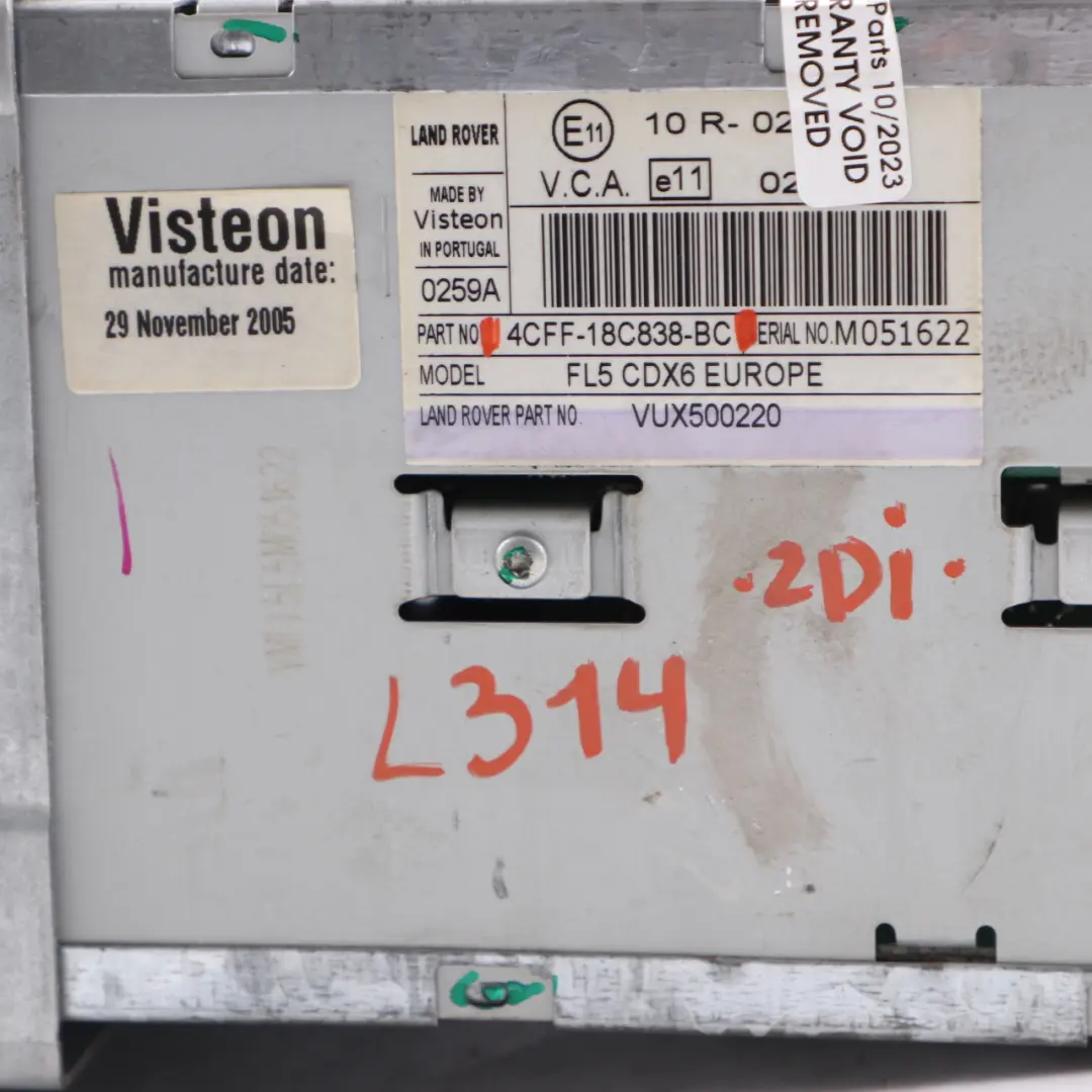 Radio CD Player Stereo Head Unit to Land Rover Freelander L314 with Part number 4CFF18C838BC Land Rover Freelander L314 Radio CD Player Stereo Head Unit - SKU 4CFF18C838BC - Part number 4CFF18C838BC