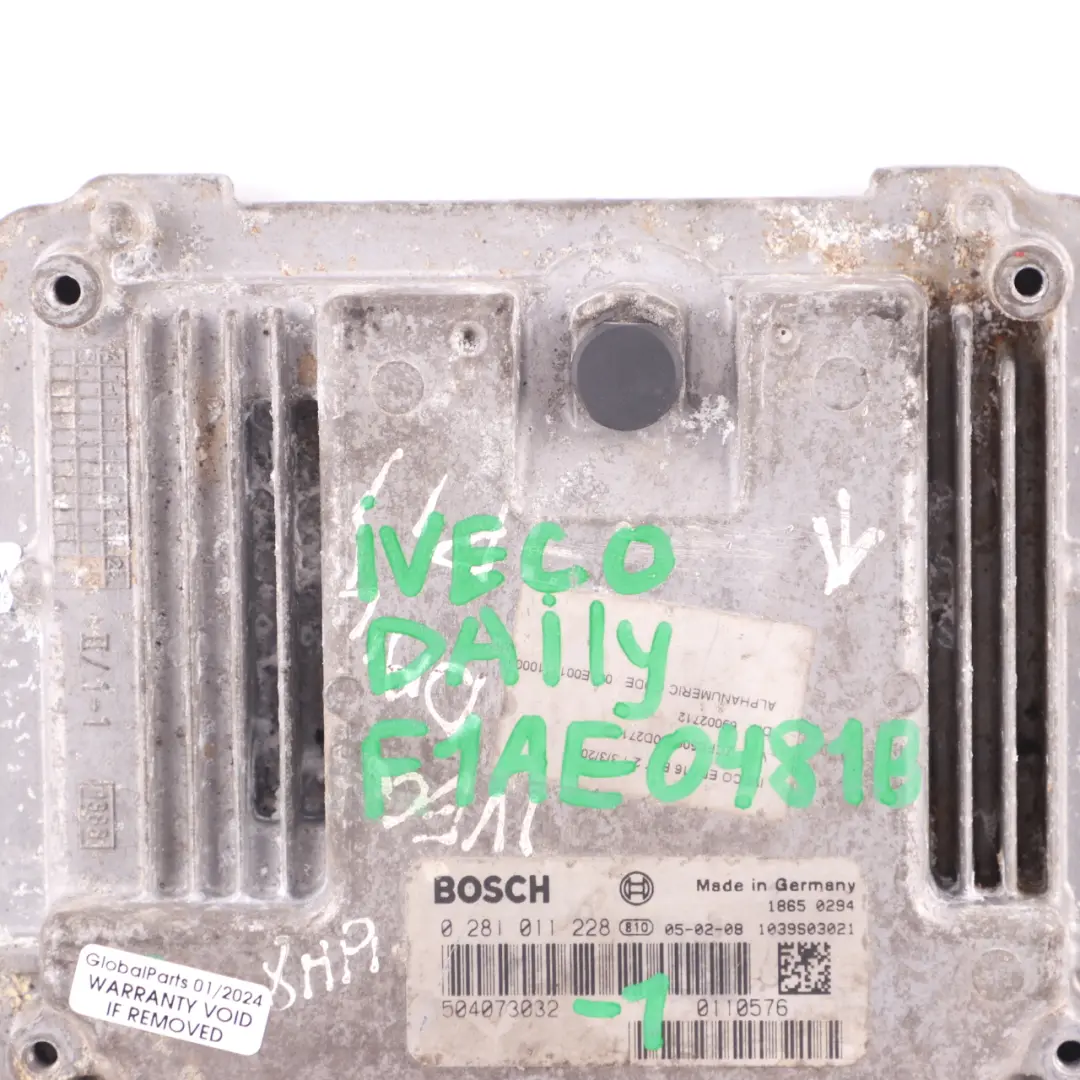 F1AE0481B 116HP Engine Unit Module ECU Manual to Iveco Daily 2.3 Diesel with Part number 504073032 Iveco Daily 2.3 Diesel F1AE0481B 116HP Engine Unit Module ECU Manual - SKU 504073032-1 - Part number 504073032