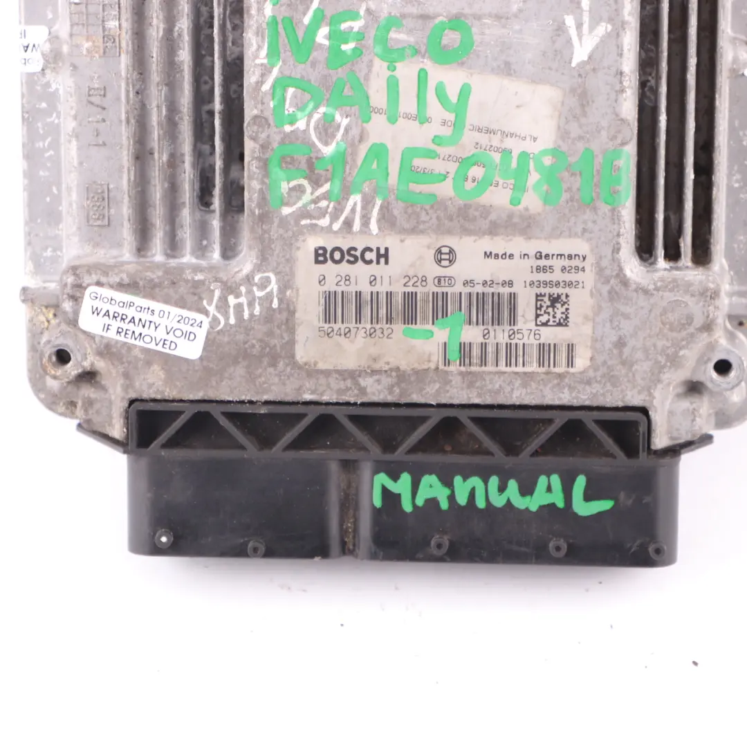F1AE0481B 116HP Engine Unit Module ECU Manual to Iveco Daily 2.3 Diesel with Part number 504073032 Iveco Daily 2.3 Diesel F1AE0481B 116HP Engine Unit Module ECU Manual - SKU 504073032-1 - Part number 504073032