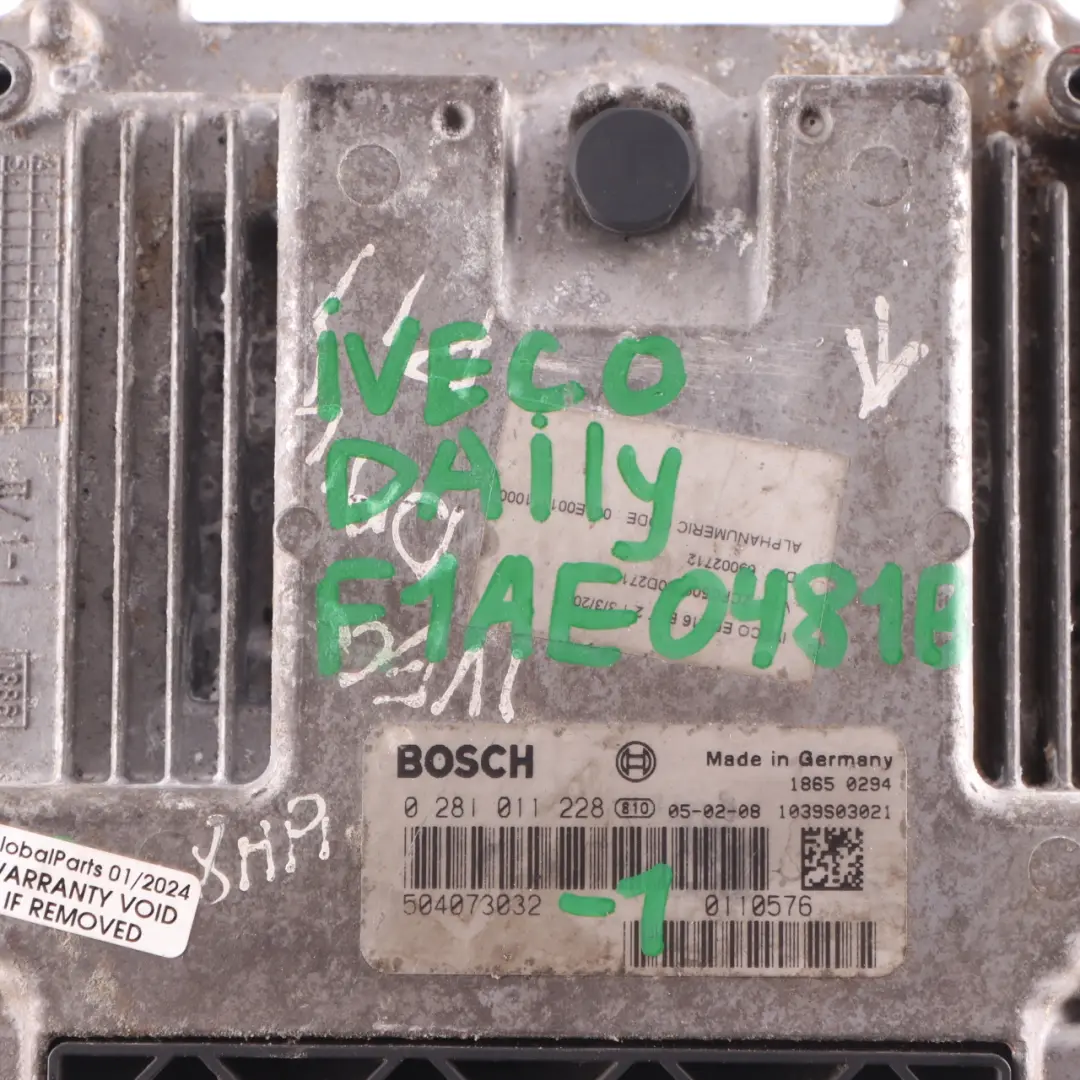 F1AE0481B 116HP Engine Unit Module ECU Manual to Iveco Daily 2.3 Diesel with Part number 504073032 Iveco Daily 2.3 Diesel F1AE0481B 116HP Engine Unit Module ECU Manual - SKU 504073032-1 - Part number 504073032