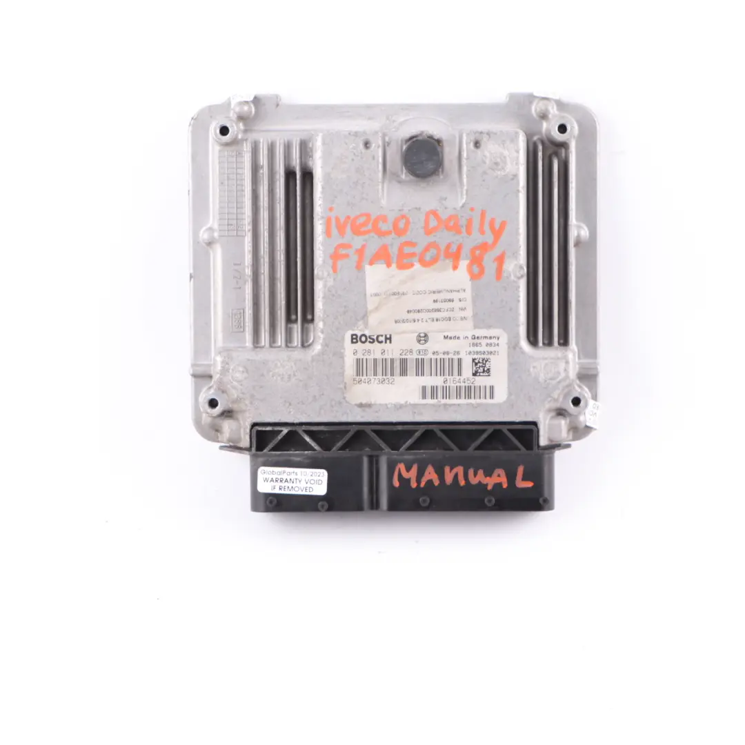 F1AE0481 Engine Unit Module ECU Manual to Iveco Daily 2.3 Diesel with Part number 504073032 Iveco Daily 2.3 Diesel F1AE0481 Engine Unit Module ECU Manual - SKU 504073032 - Part number 504073032