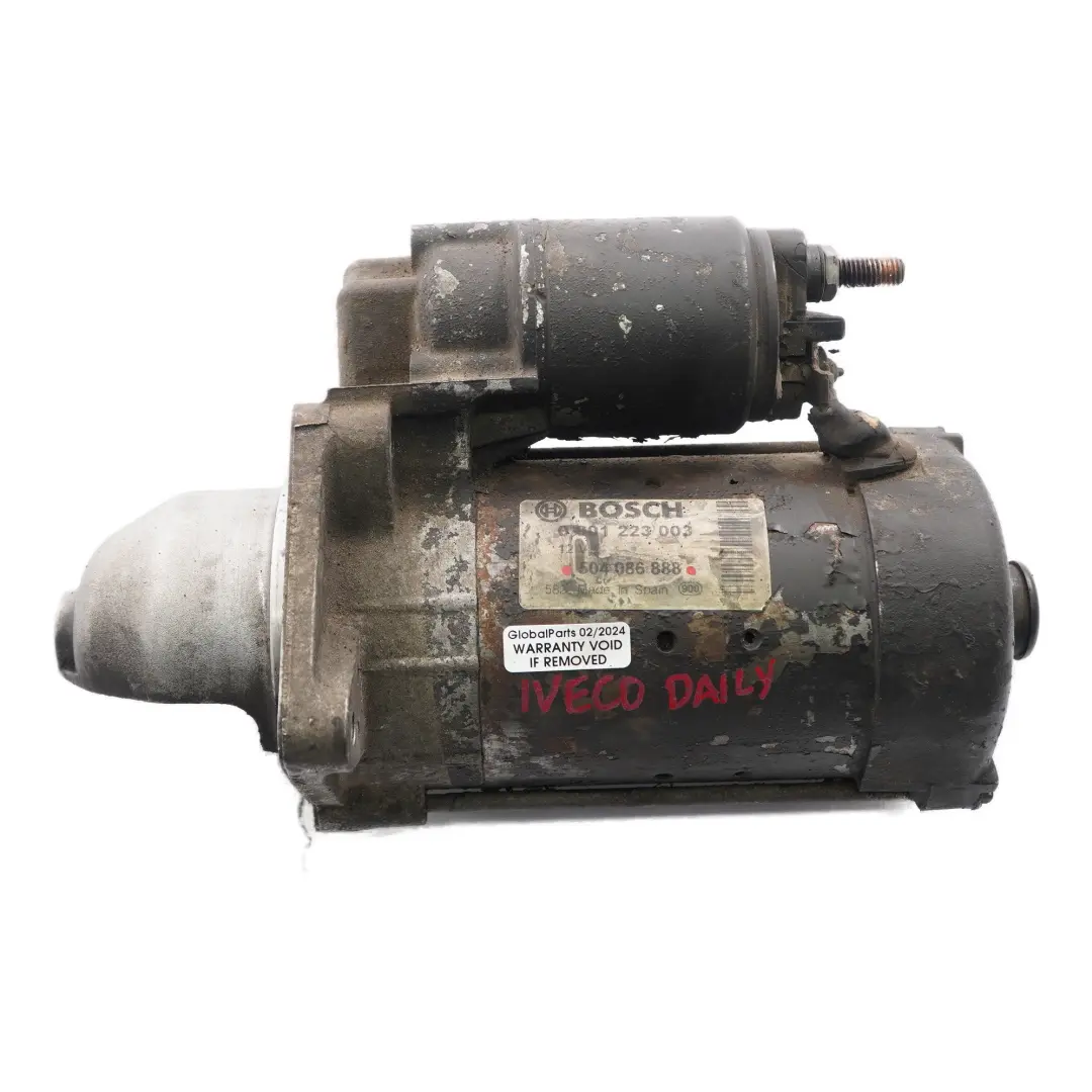 MK3 Motor de arranque Diesel Bosch 0001223003 para Iveco Daily con número de pieza 504086888 Iveco Daily MK3 Motor de arranque Diesel Bosch 0001223003 - SKU 504086888 - Número de pieza 504086888