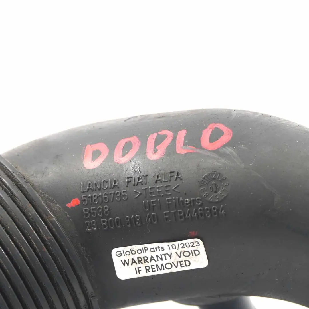 Intake Pipe Fiat Doblo 2.0 D Air Filter Hose Line to Air with Part number 51816735 Air Intake Pipe Fiat Doblo 2.0 D Air Filter Hose Line - SKU 51816735 - Part number 51816735