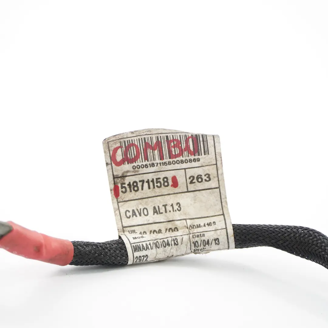 Positive Battery Cable Lead Wire to Vauxhall Combo Fiat Doblo with Part number 51871158 Vauxhall Combo Fiat Doblo Positive Battery Cable Lead Wire - SKU 51871158 - Part number 51871158