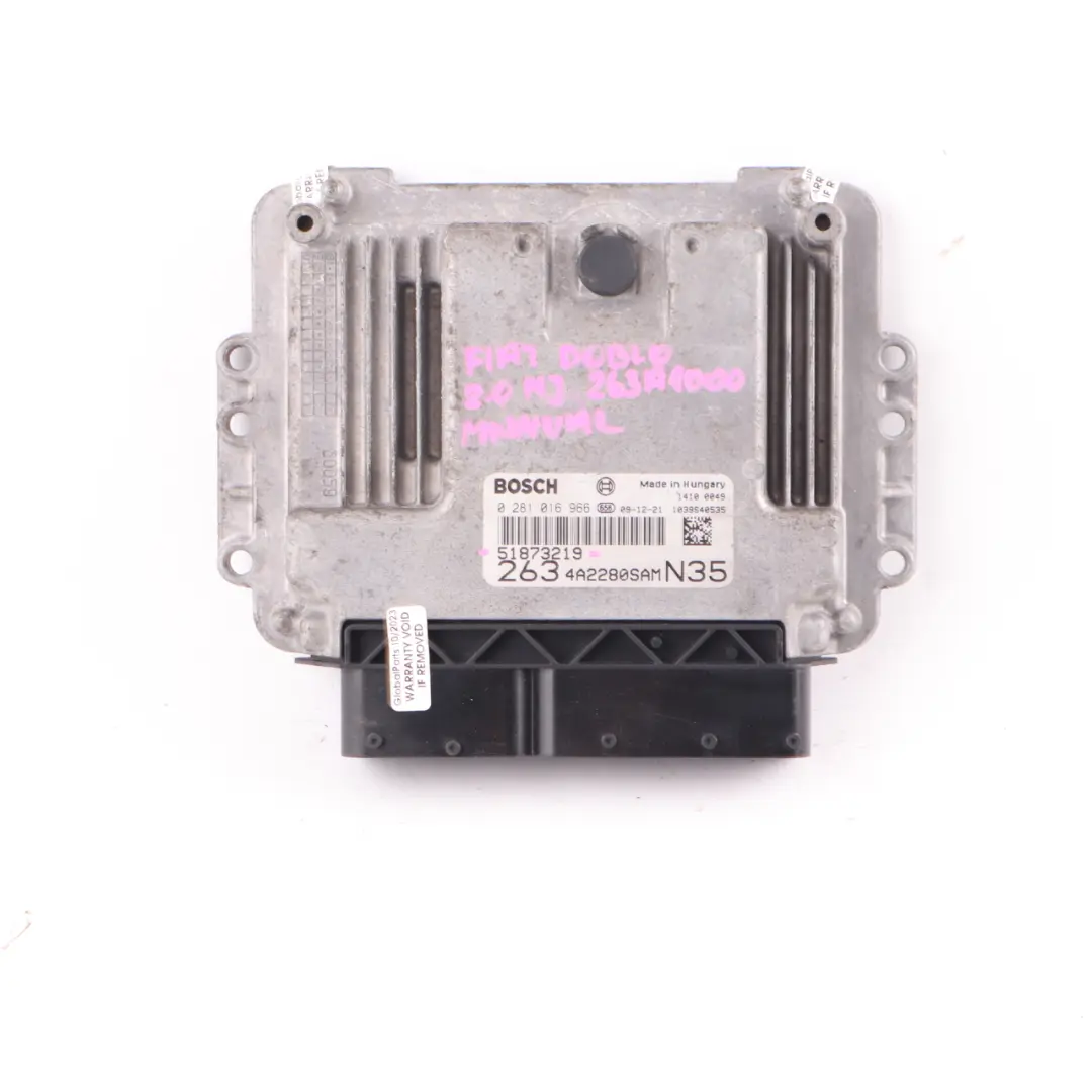 M-jet Diesel 163HP Engine Control Unit Module ECU Manual to Fiat Doblo 2.0 with Part number 51873219 Fiat Doblo 2.0 M-jet Diesel 163HP Engine Control Unit Module ECU Manual - SKU 51873219 - Part number 51873219