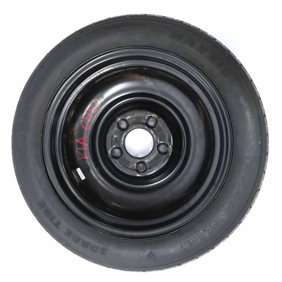Spare Wheel KIA CEED Compact Steel R15 Tyre 4J 125/80 to with Part number 52910-1H900 Spare Wheel KIA CEED Compact Steel R15 Tyre 4J 125/80 - SKU 52910-1H900 - Part number 52910-1H900