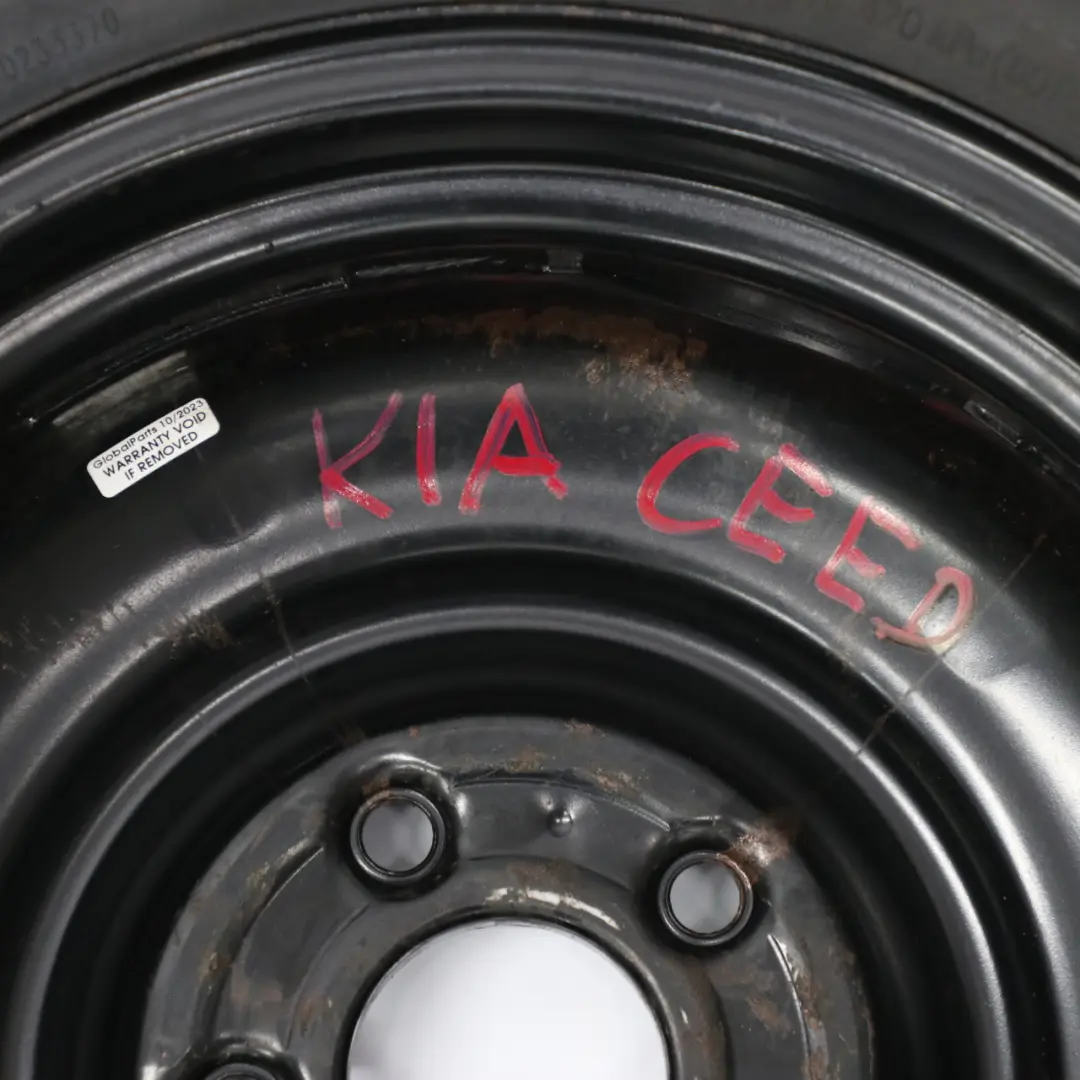Roue de secours KIA CEED Compact Steel R15 Tyre 4J 125/80 pour à propos du numéro de pièce 52910-1H900 Roue de secours KIA CEED Compact Steel R15 Tyre 4J 125/80 - SKU 52910-1H900 - Numéro de pièce 52910-1H900