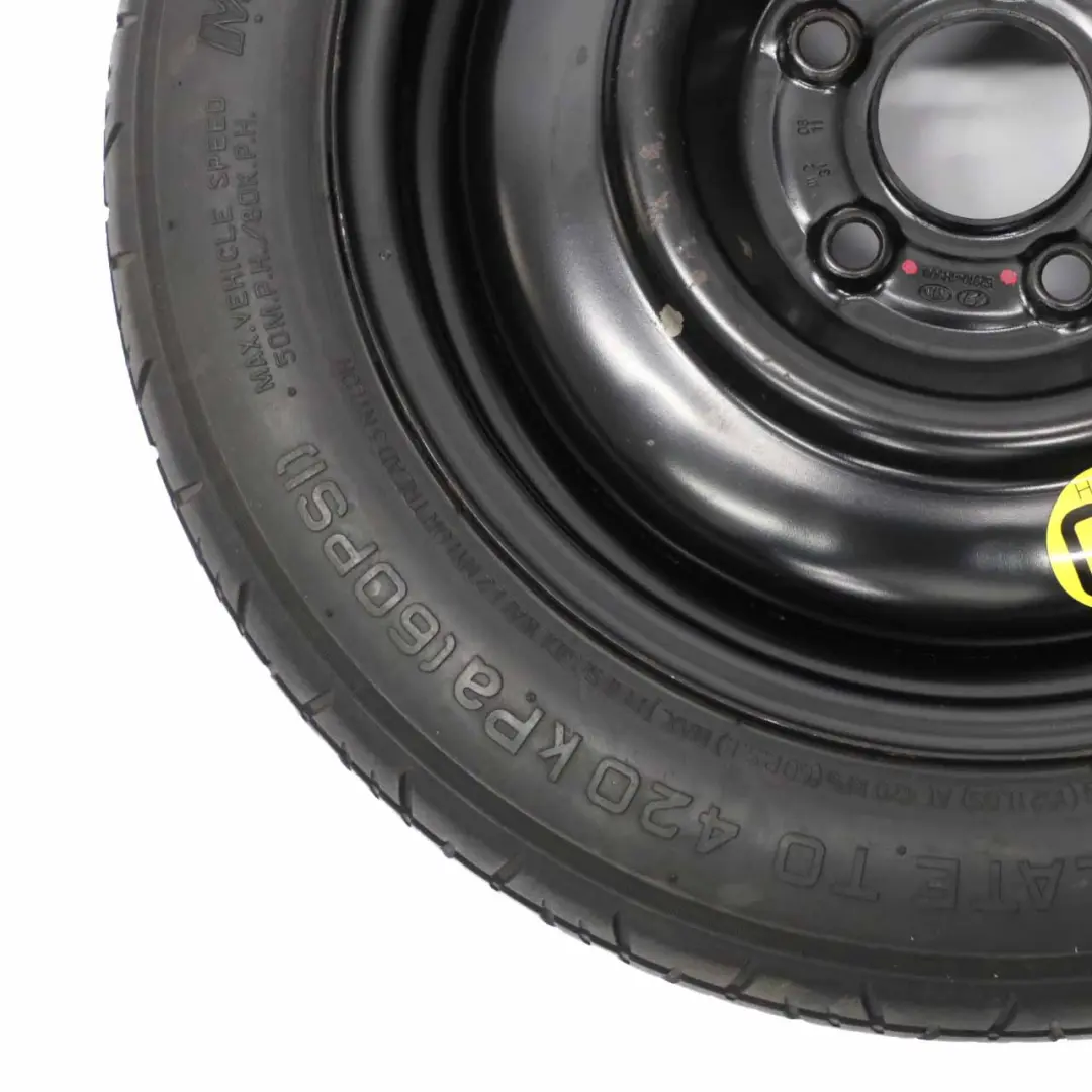 Roue de secours KIA CEED Compact Steel R15 Tyre 4J 125/80 pour à propos du numéro de pièce 52910-1H900 Roue de secours KIA CEED Compact Steel R15 Tyre 4J 125/80 - SKU 52910-1H900 - Numéro de pièce 52910-1H900