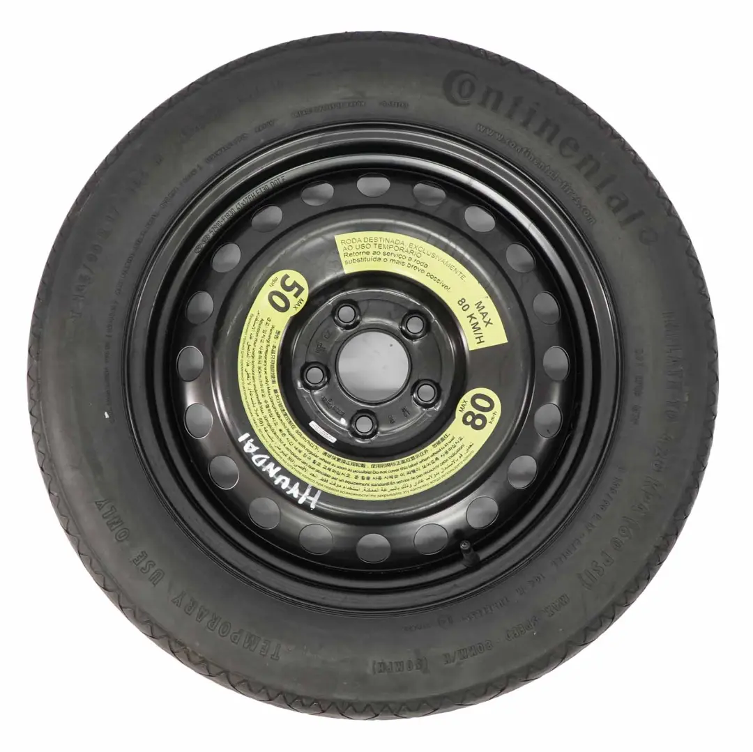 Ruota Di Scorta Hyundai KIA Compact Steel R17 Pneumatico 4J 135/90 per con numero di parte 52910-F1930 Ruota Di Scorta Hyundai KIA Compact Steel R17 Pneumatico 4J 135/90 - SKU 52910-F1930 - Numero di parte 52910-F1930