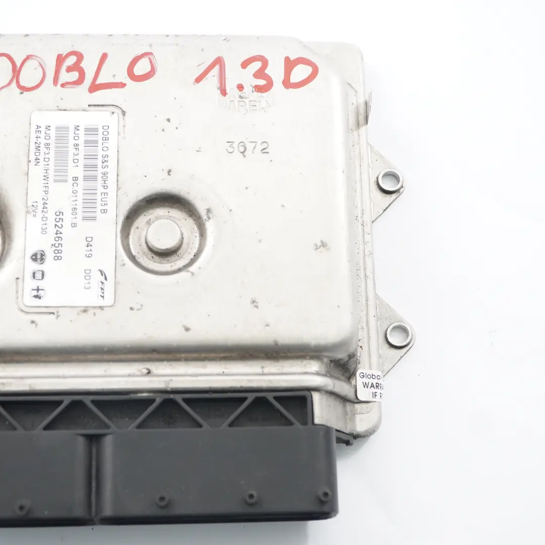 Fiat Doblo 1.3 Diesel Multijet 90HP Engine Control Unit Module ECU - SKU 55246588 - Part number 55246588