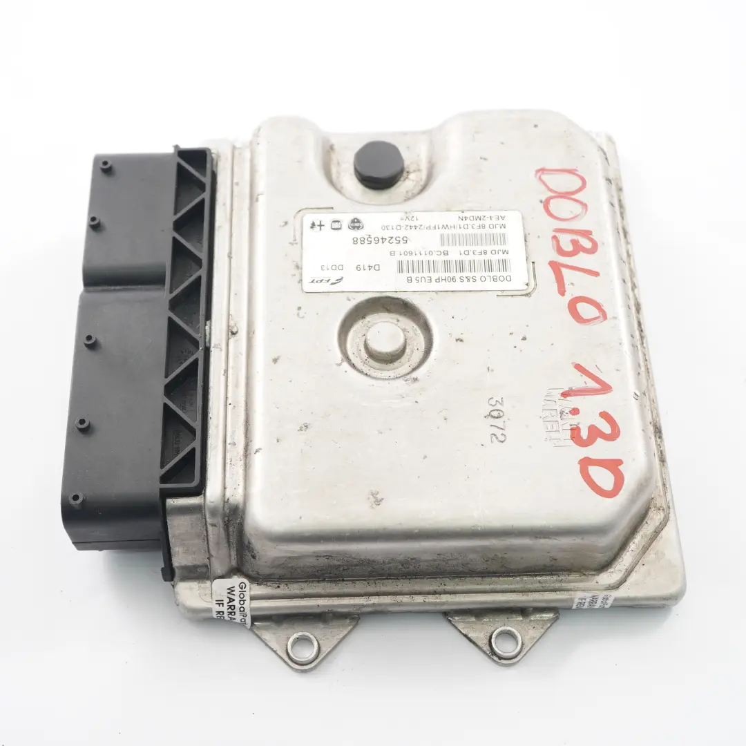 90HP Engine Control Unit Module ECU to Fiat Doblo 1.3 Diesel Multijet with Part number 55246588 Fiat Doblo 1.3 Diesel Multijet 90HP Engine Control Unit Module ECU - SKU 55246588 - Part number 55246588