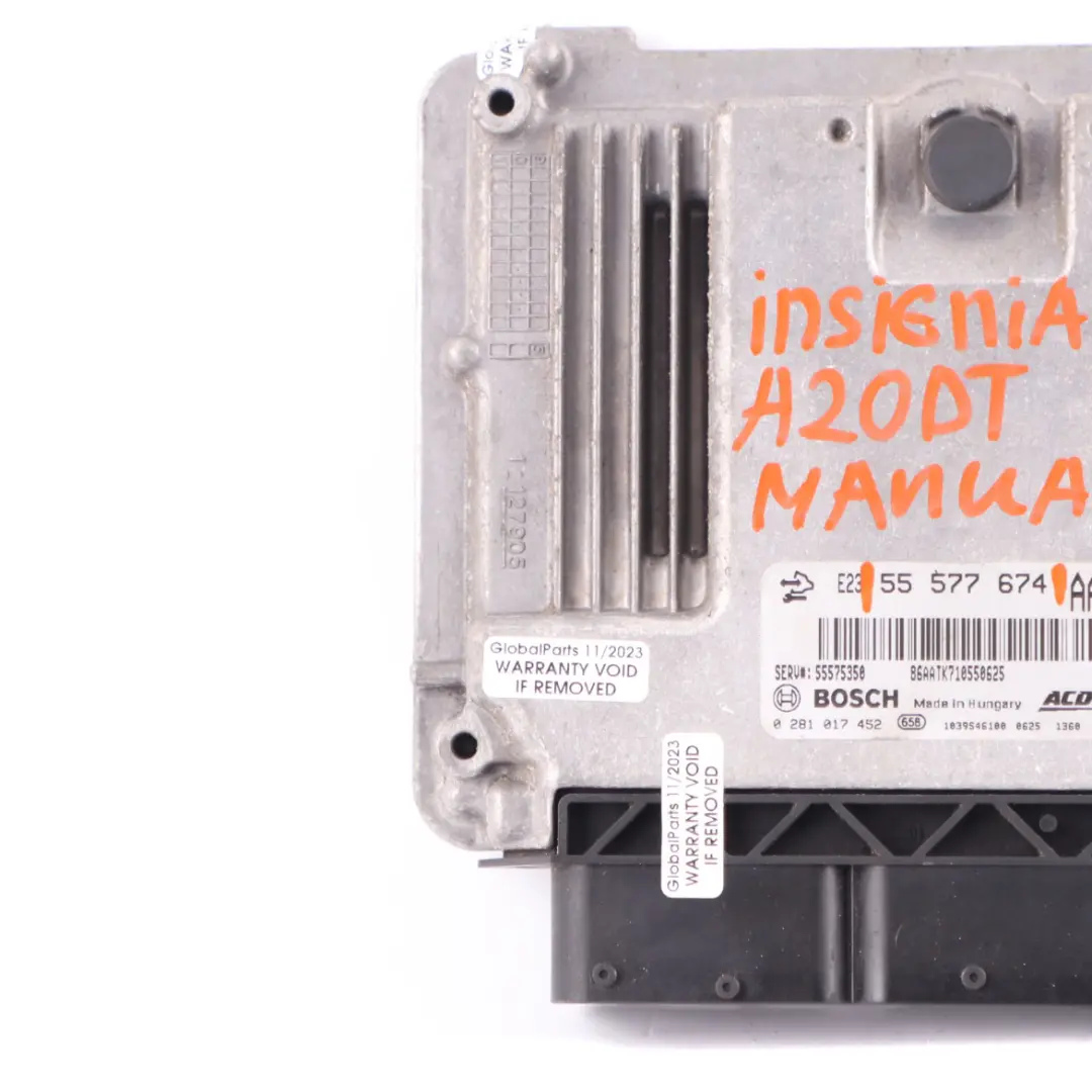 A20DTH 160HP Engine Unit ECU Manual to Vauxhall Insignia A 2.0 CDTi with Part number 55577674 Vauxhall Insignia A 2.0 CDTi A20DTH 160HP Engine Unit ECU Manual - SKU 55577674 - Part number 55577674