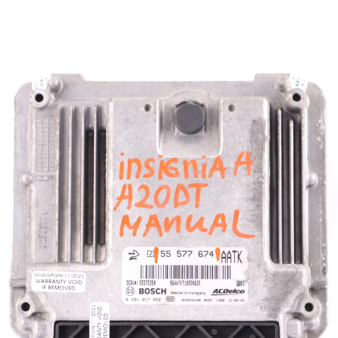 A20DTH 160HP Engine Unit ECU Manual to Vauxhall Insignia A 2.0 CDTi with Part number 55577674 Vauxhall Insignia A 2.0 CDTi A20DTH 160HP Engine Unit ECU Manual - SKU 55577674 - Part number 55577674