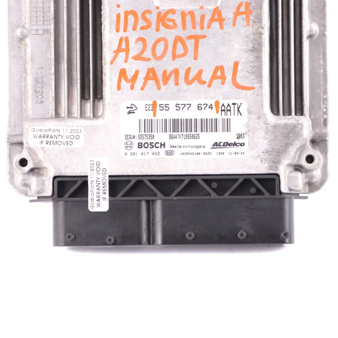 A20DTH 160HP Engine Unit ECU Manual to Vauxhall Insignia A 2.0 CDTi with Part number 55577674 Vauxhall Insignia A 2.0 CDTi A20DTH 160HP Engine Unit ECU Manual - SKU 55577674 - Part number 55577674