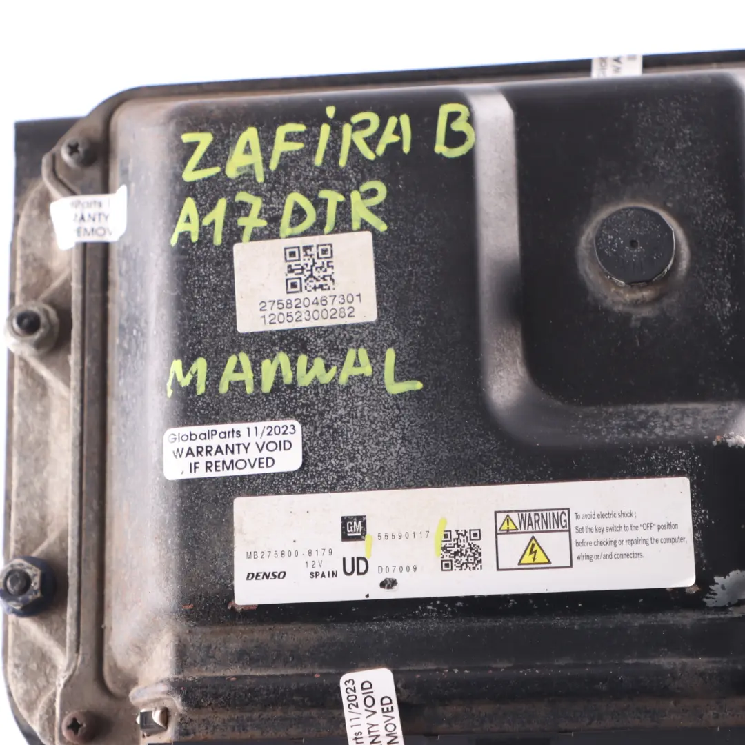 A17DTR 125HP Engine Control Unit ECU Manual to Vauxhall Zafira B 1.7 CDTI with Part number 55590117 Vauxhall Zafira B 1.7 CDTI A17DTR 125HP Engine Control Unit ECU Manual - SKU 55590117 - Part number 55590117