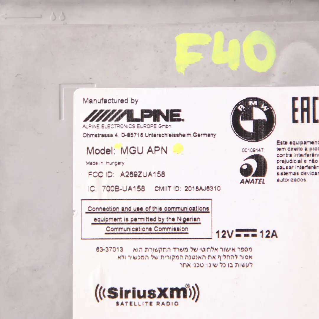 Head Unit BMW F40 Radio Player Navigation Control Module HIGH 3 to with Part number 5A071E601 Head Unit BMW F40 Radio Player Navigation Control Module HIGH 3 - SKU 5A071E601 - Part number 5A071E601