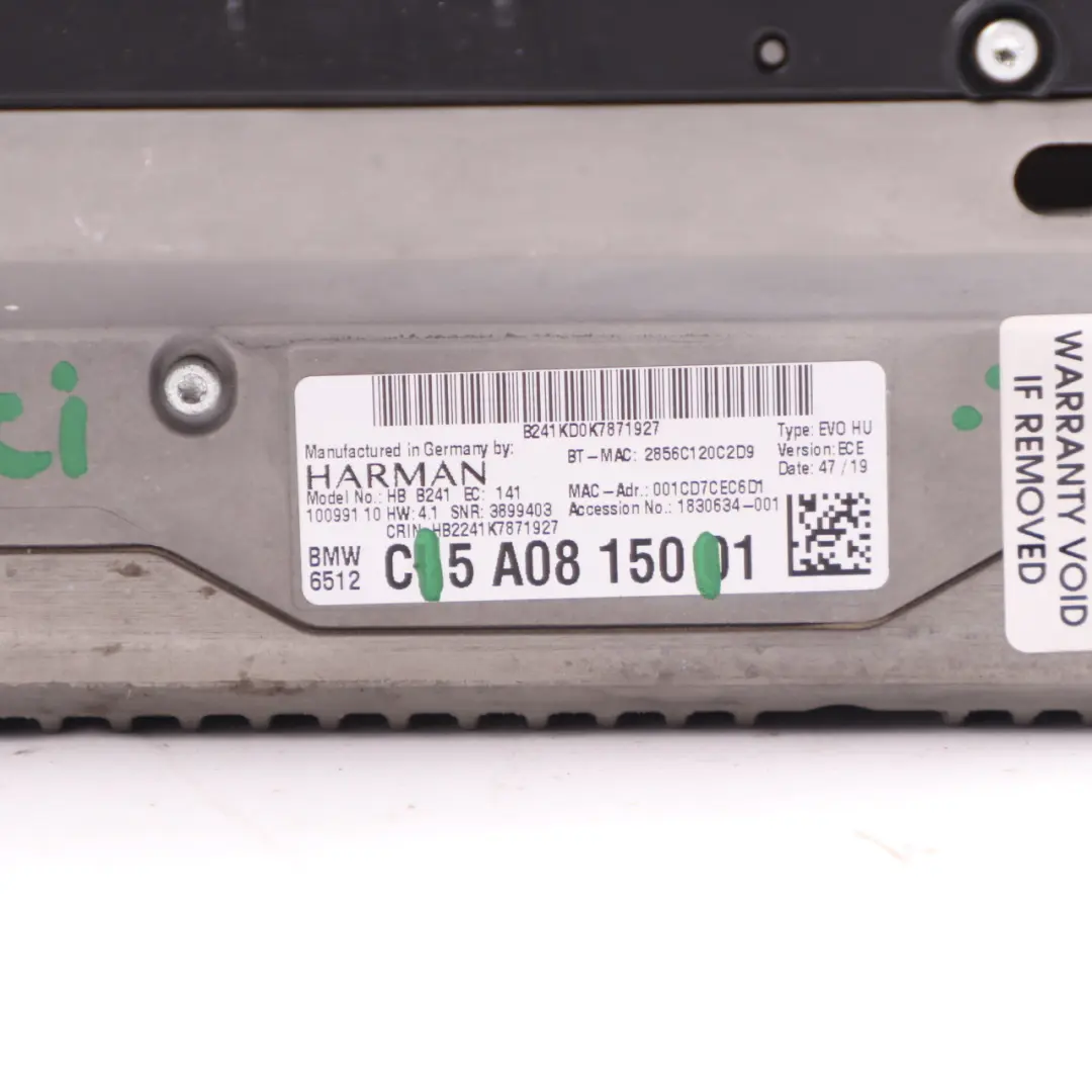 Player Radio Sat Nav Navigation Head Unit to BMW F36 CD with Part number 5A08150 BMW F36 CD Player Radio Sat Nav Navigation Head Unit - SKU 5A08150 - Part number 5A08150